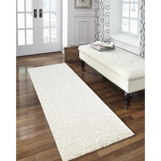 Nourison Malibu Shag MSG01 Runner Rug, Ivory, 2'2" x 7'6"