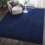 Nourison Malibu Shag MSG01 Area Rug, Navy, 7'10" x 9'10"