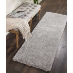 Nourison Malibu Shag MSG01 Runner Rug, Silver/Grey, 2'2" x 7'6"