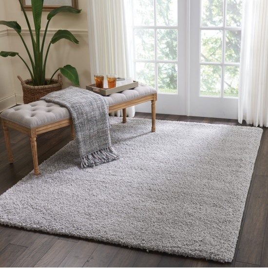 Nourison Malibu Shag MSG01 Area Rug, Silver/Grey, 5'3" x 7'3"