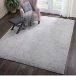 Nourison Malibu Shag MSG01 Area Rug, Silver/Grey, 6' x 9'