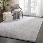 Nourison Malibu Shag MSG01 Area Rug, Silver/Grey, 6'7" x 9'6"