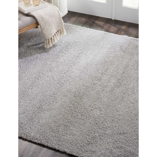 Nourison Malibu Shag MSG01 Area Rug, Silver/Grey, 6'7" x Square