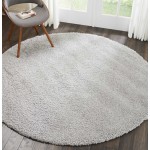 Nourison Malibu Shag MSG01 Area Rug, Silver/Grey, 7'10" x Round