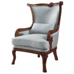 ACME Darian Accent Chair & Pillow, Light Blue Fabric & Oak