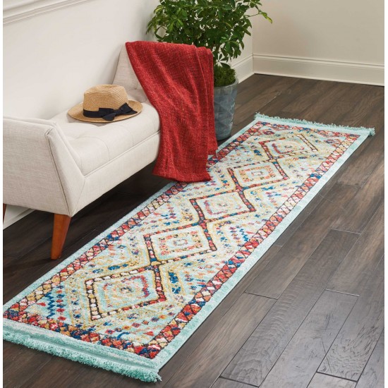 Nourison South Western NAV02 Runner Rug, Aqua, 2'2" x 7'9"