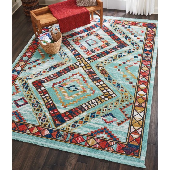 Nourison South Western NAV02 Area Rug, Aqua, 9'3" x 13'