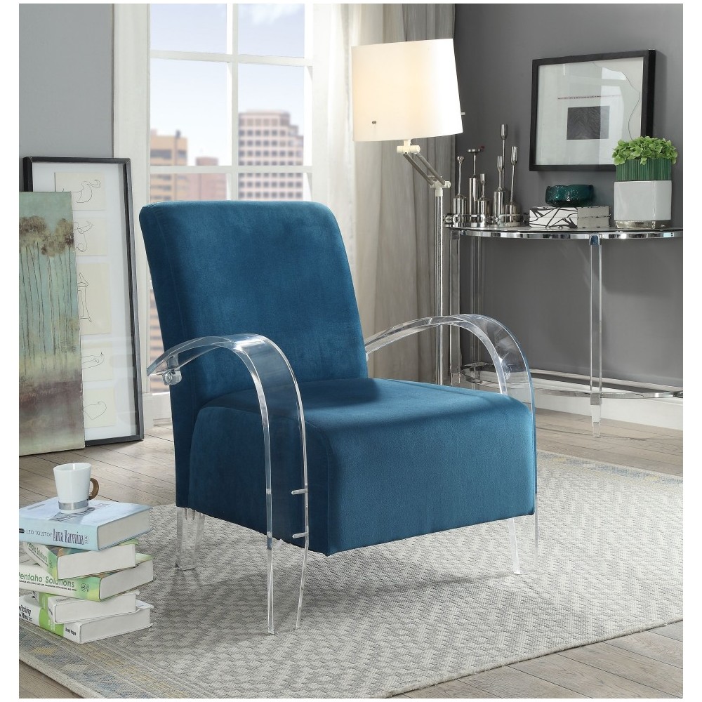 ACME Malyssa Accent Chair, Teal & Clear Acrylic ACME Malyssa Accent Chair, Teal & Clear Acrylic