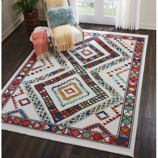 Nourison South Western NAV02 Area Rug, White, 7'10" x 10'9"