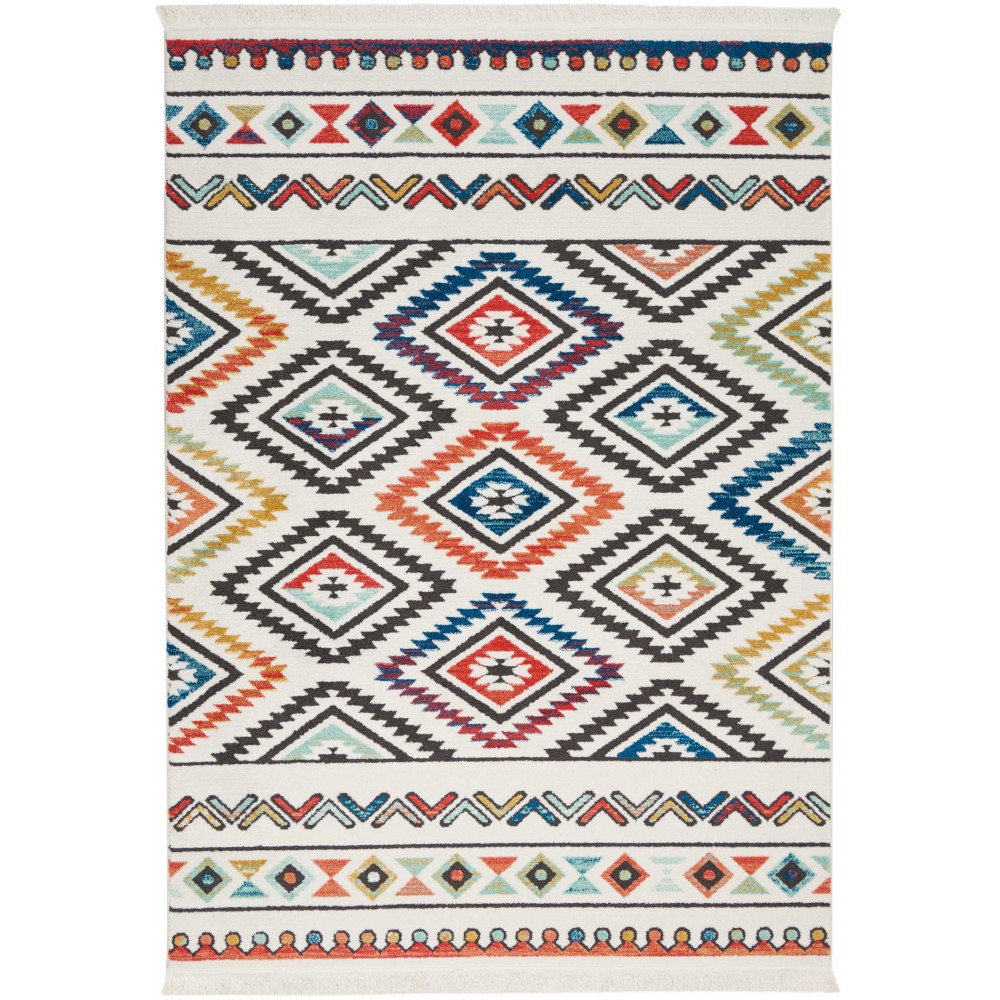 Nourison South Western NAV06 Area Rug, White, 5'3" x 7'6"