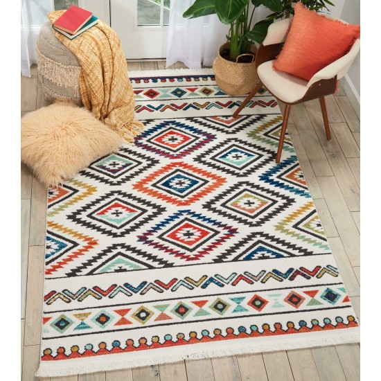 Nourison South Western NAV06 Area Rug, White, 5'3" x 7'6"