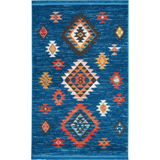 Nourison South Western NAV07 Area Rug, Blue, 3'11" x 6'2"