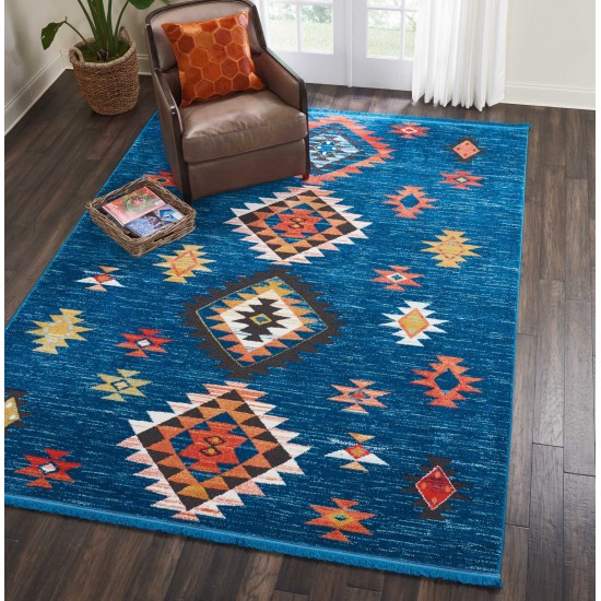 Nourison South Western NAV07 Area Rug, Blue, 7'10" x 10'9"