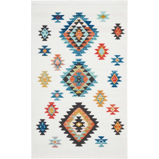 Nourison South Western NAV07 Area Rug, White, 3'11" x 6'2"