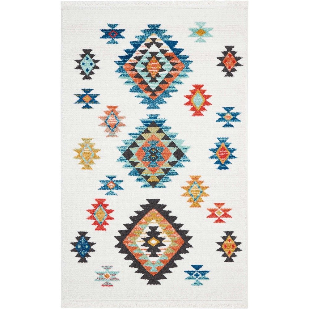 Nourison South Western NAV07 Area Rug, White, 3'11" x 6'2"