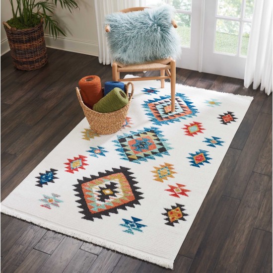 Nourison South Western NAV07 Area Rug, White, 3'11" x 6'2"