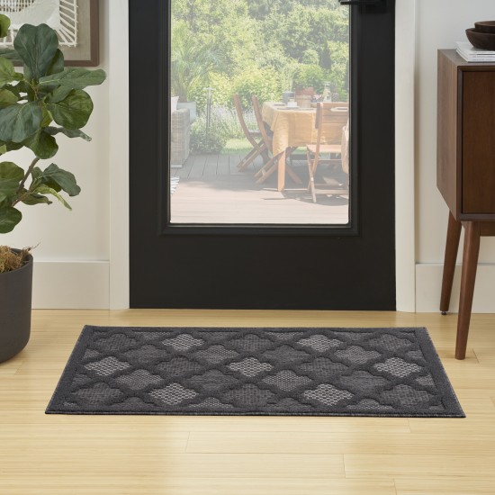 Nourison Easy Care NES01 Runner Rug, Charcoal/Black, 2' x 4'