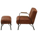 ACME Sarahi 2Pc Pack Chair & Ottoman, Cocoa Top Grain Leather