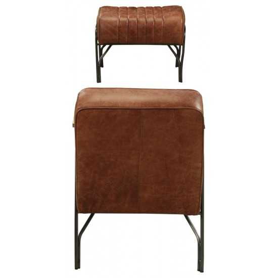 ACME Sarahi 2Pc Pack Chair & Ottoman, Cocoa Top Grain Leather