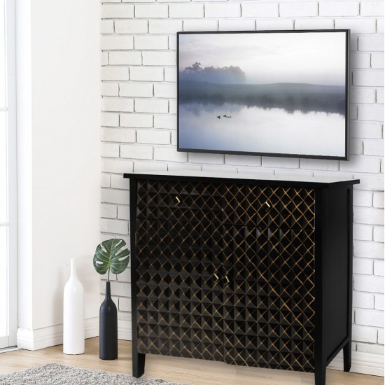 Vintage Black Living Room Cabinet With Drawers