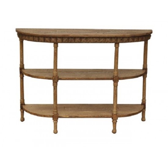 Stylish Half-Moon Wooden Console Table With Two Shelves