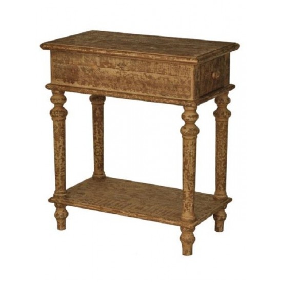 Pastoral Loft Designed Wooden End Table With One Drawer