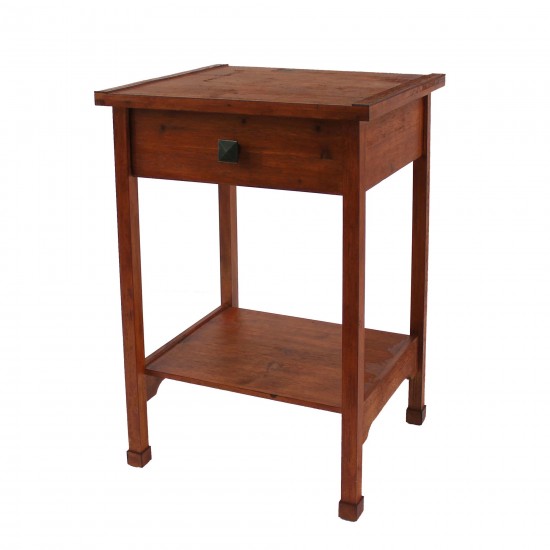 Rustic Wooden Accent Table With 1 Drawer