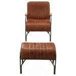 ACME Sarahi 2Pc Pack Chair & Ottoman, Cocoa Top Grain Leather