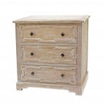 Rustic White-Washed Wooden Cabinet With 3 Drawers