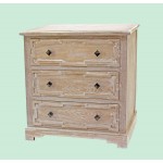 Rustic White-Washed Wooden Cabinet With 3 Drawers