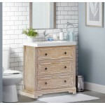 Rustic White-Washed Wooden Cabinet With 3 Drawers