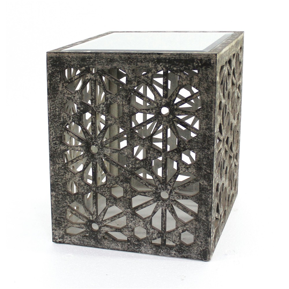 Industrial Floral Wooden Mirror Side Table/Coffee Table Industrial Floral Wooden Mirror Side Table/Coffee Table