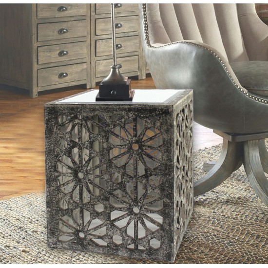 Industrial Floral Wooden Mirror Side Table/Coffee Table