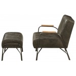 ACME Sarahi 2Pc Pack Chair & Ottoman, Distress Espresso Top Grain Leather