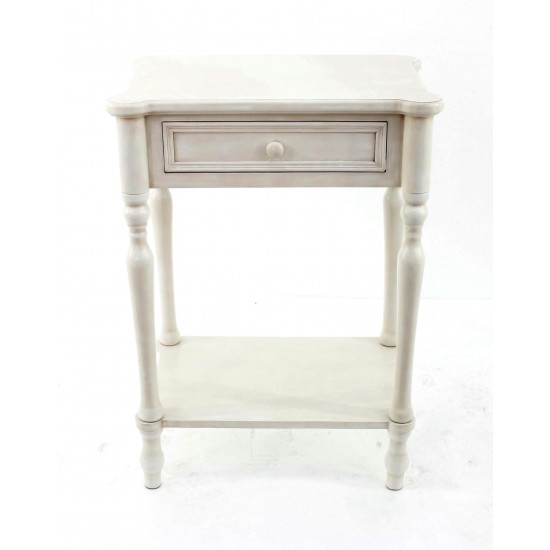 Country Cottage Ivory End Table With 1 Drawer