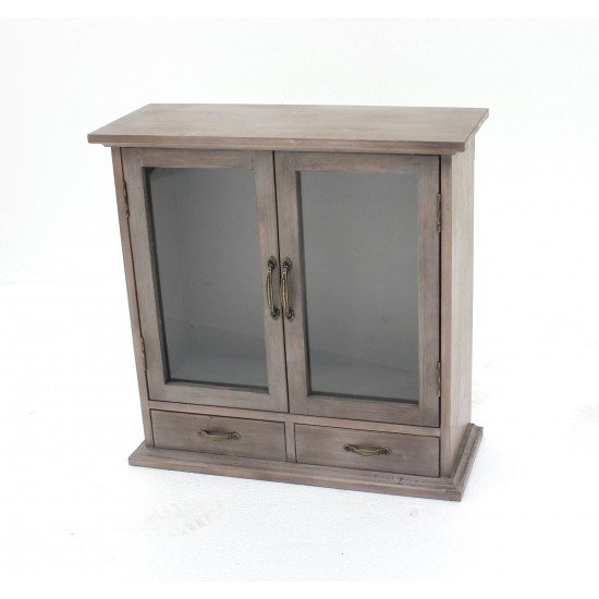 Rustic Wall Mounted Wooden Cabinet With 2 Drawers