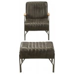 ACME Sarahi 2Pc Pack Chair & Ottoman, Distress Espresso Top Grain Leather