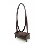 Traditional Oval Wooden Floor Mirror With 1 Drawer