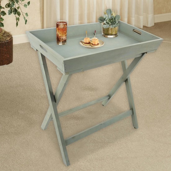 Coastal Light-Blue Wooden Serving Table