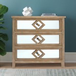 Traditional Mirrored Wooden Cabinet With 3 Drawers