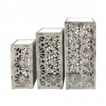 Pastoral Loft Floral Mirrored 3-Piece Nesting Table Set