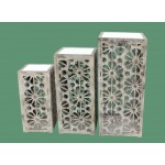 Pastoral Loft Floral Mirrored 3-Piece Nesting Table Set