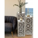 Pastoral Loft Floral Mirrored 3-Piece Nesting Table Set
