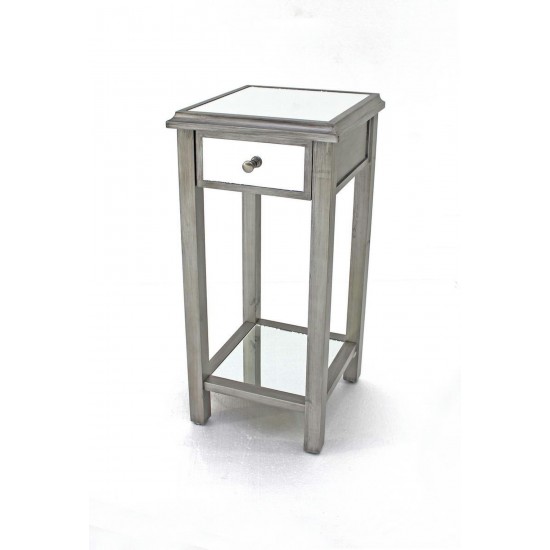 Coastal Style Mirrored End Table With 1 Drawer