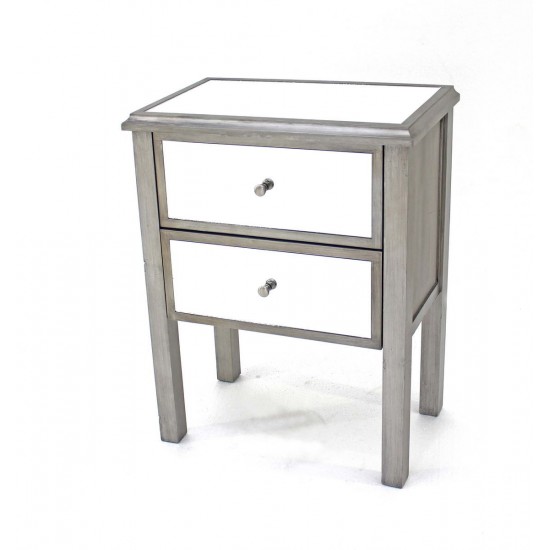 Coastal 2-Drawer Mirrored End Table