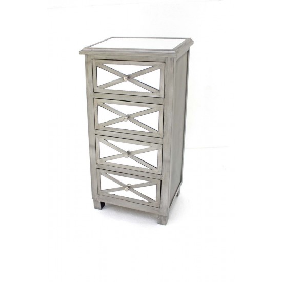 Tropical Style Mirrored Chest With 4 Drawers