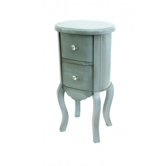 Teton Home Funny Doll-Like Blue Wooden End Table With 2 Drawers