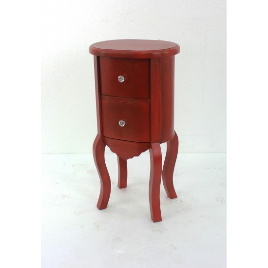 Funny Doll-Like Red Wooden End Table With 2 Drawers