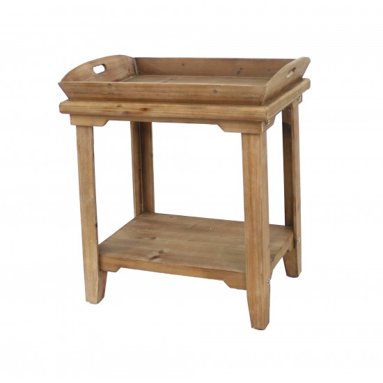 Teton Home Rustic Wooden Table With Serving Tray Top