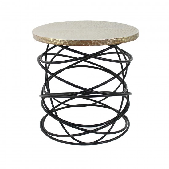 Industrial Accent Table With Cool Cable-Shaped Metal Base